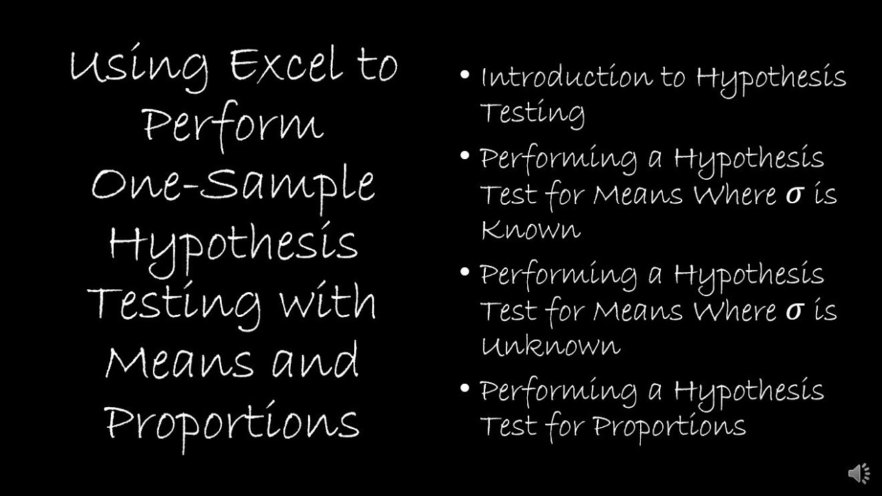 hypothesis testing excel one sample