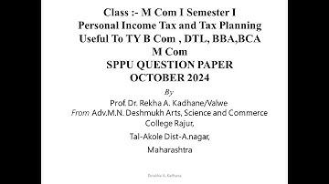 Personal Income Tax and Planning October 2024 SPPU Question paper Solution