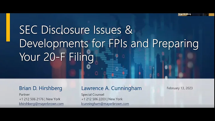 SEC Disclosure Issues & Developments for FPIs and ...