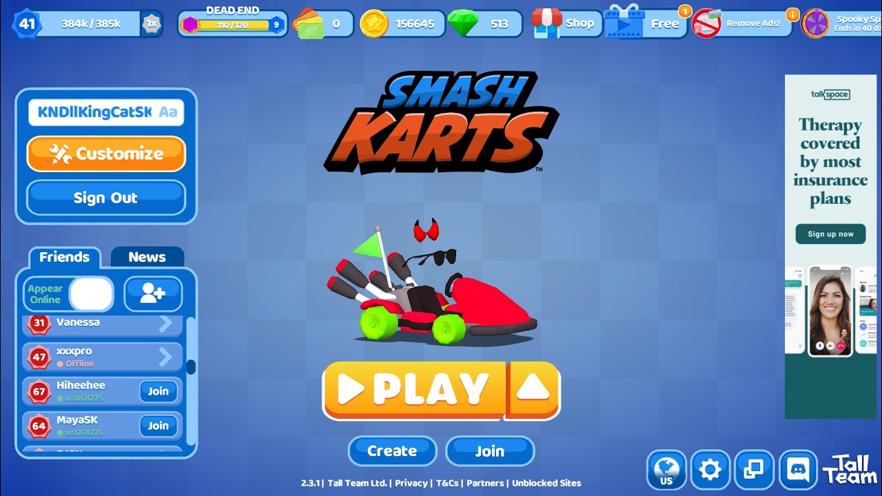 Playing on the new Space Station map: Smash Karts 