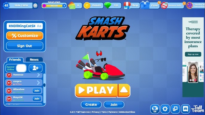 Playing on the new Space Station map: Smash Karts 