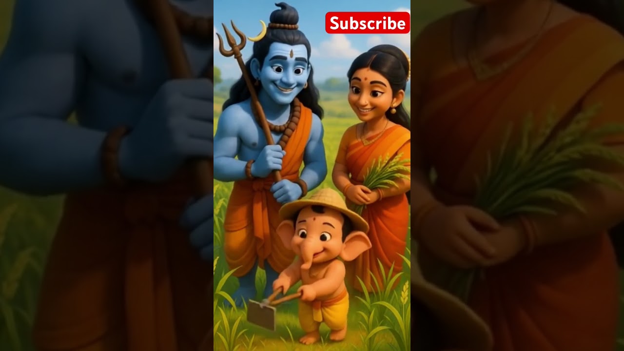 🌾 Shiva, Parvati & Little Ganesha in the Golden Fields | Divine Family Moments