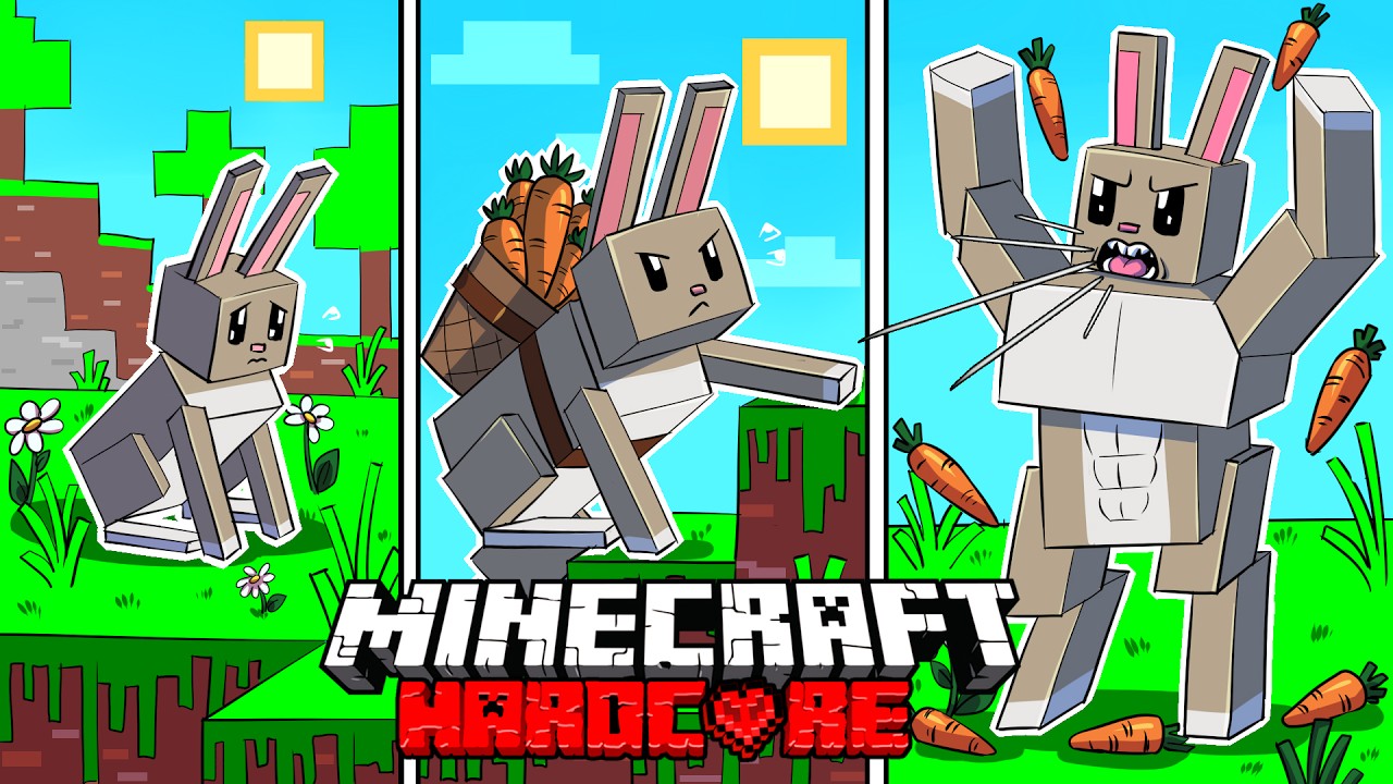 I Survived 100 DAYS as a RABBIT in HARDCORE Minecraft!