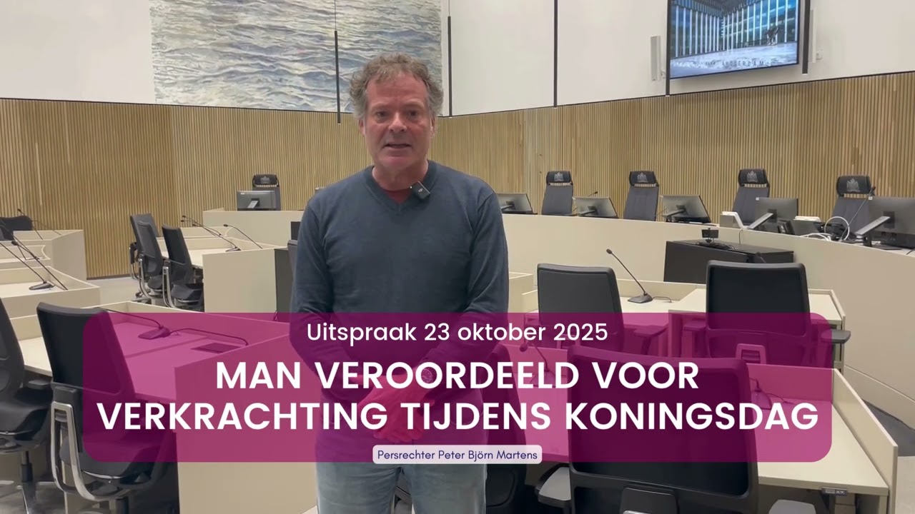 Uitspraak 23 oktober 2025: Man veroordeeld voor verkrachting tijdens Koningsdag.