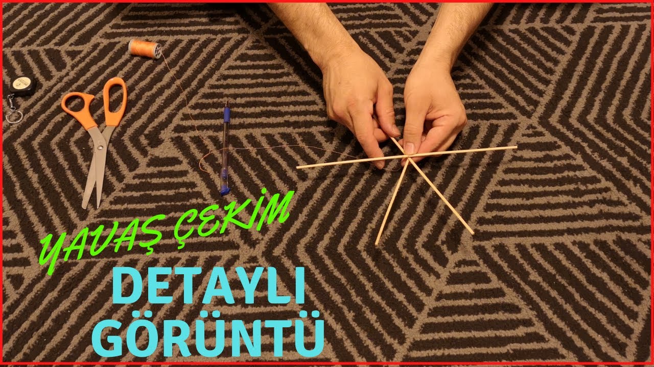 Yavaş Çekim Detaylı Çöp Şiş ve Çöp Poşetinden Uçurtma Çıtalı Yapımı