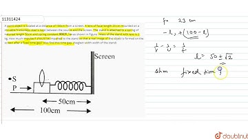 A point object is located at a distance of 100cm from a screen. A lens of focal length 23 cm mou...