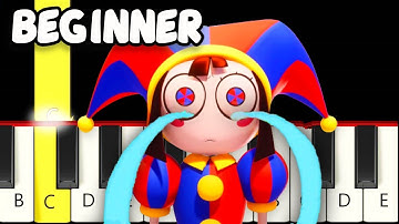 The Amazing Digital Circus TADC (Ending Music) Crying - Fast and Slow (Easy) Piano Tutorial Beginner