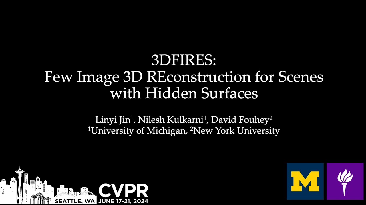 3DFIRES: Few Image 3D REconstruction for Scenes with Hidden Surfaces