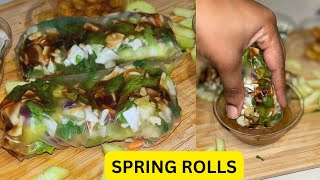 Spring Rolls w/ shrimp and sesame ginger dressing (my first try)