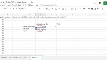 Stats on google sheets, categorical data 2 - Setting up simulations to find a p-value