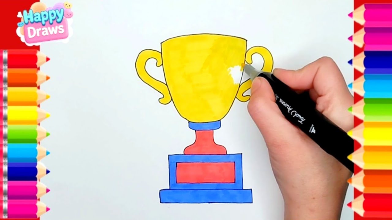 Let's Draw a Trophy | Easy Trophy Drawing & Coloring Fun for Kids ...