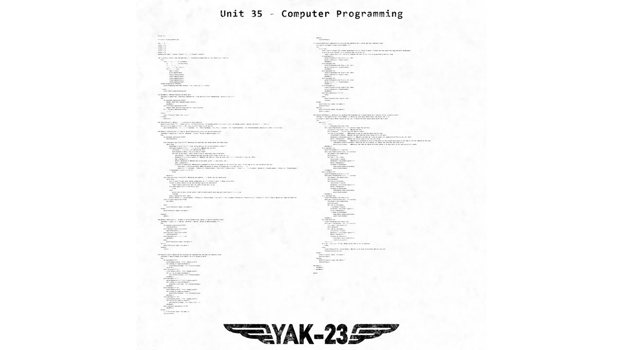 Regardez Unit 35 - Computer Programming | Yak-23 sur YouTube Regardez Unit 35 - Computer Programming | Yak-23 sur YouTube