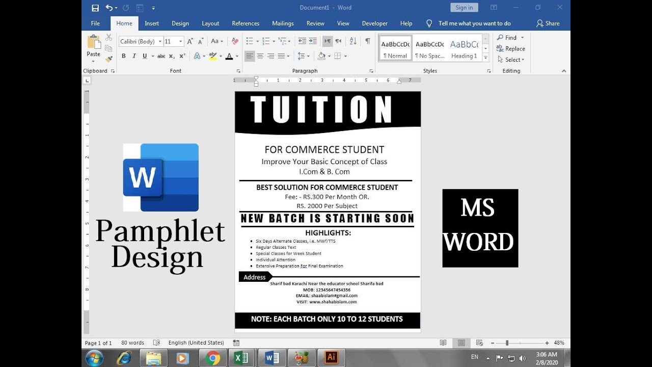 how-to-make-pamphlets-in-ms-word-youtube