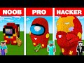 Minecraft NOOB vs PRO vs HACKER: AMONG US IRON MAN HOUSE BUILD CHALLENGE in Minecraft Animation