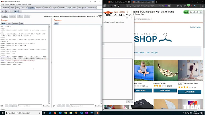 Blind SQL injection with out of band interaction (Video solution)