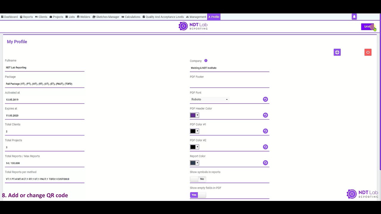 Add QR Code in NDT Lab Reporting