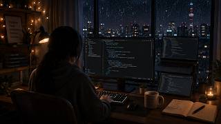 Late Night Coding ☕ Cozy Coffee, Gentle Rain & Lofi Beats | Deep Focus Programming Ambience