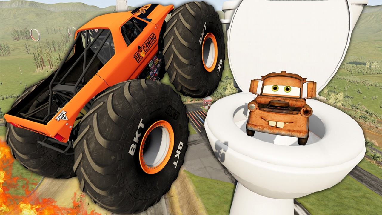 BeamNG Satisfying Car Crashes Into GIANT Tow Mater! - Random Vehicles Total Destruction