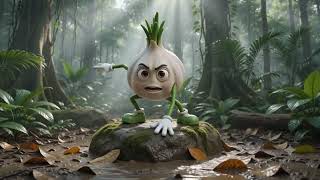 Cute Garlic Mascot Cartoon – Romantic Dance Pose | Rigged GameReady Printable 3D Character
