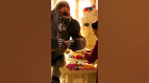 gorilla decorating birthday cake with his friend || ai videos