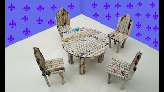 Newspaper craft:How to make chair and table with newspaper | newspaper craft idea