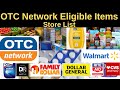 Otc network card eligible items and store list  otc network card product list