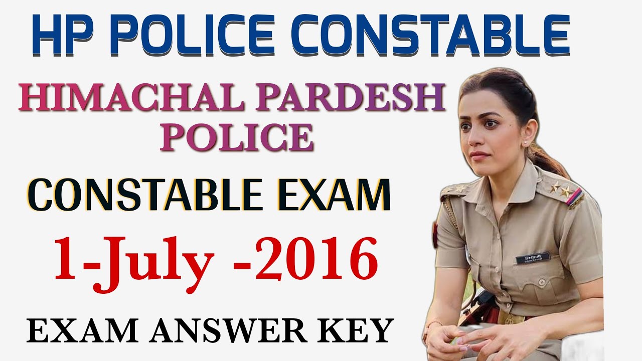 HP Police Constable Previous Year Solved Exam Paper 2016 Answer key