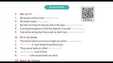 LIFE OF ANIMALS - Evaluation  - UNIT 2  - TERM 3  - SCIENCE - 4TH STD - ENGLISH  MEDIUM