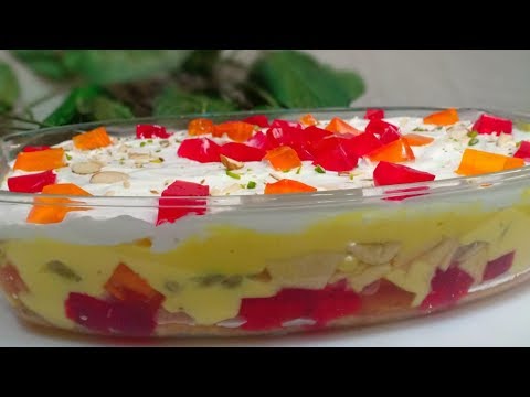 Fruit Custard Trifle Recipe | Custard Trifle Pudding Recipe | Cook With Lubna
