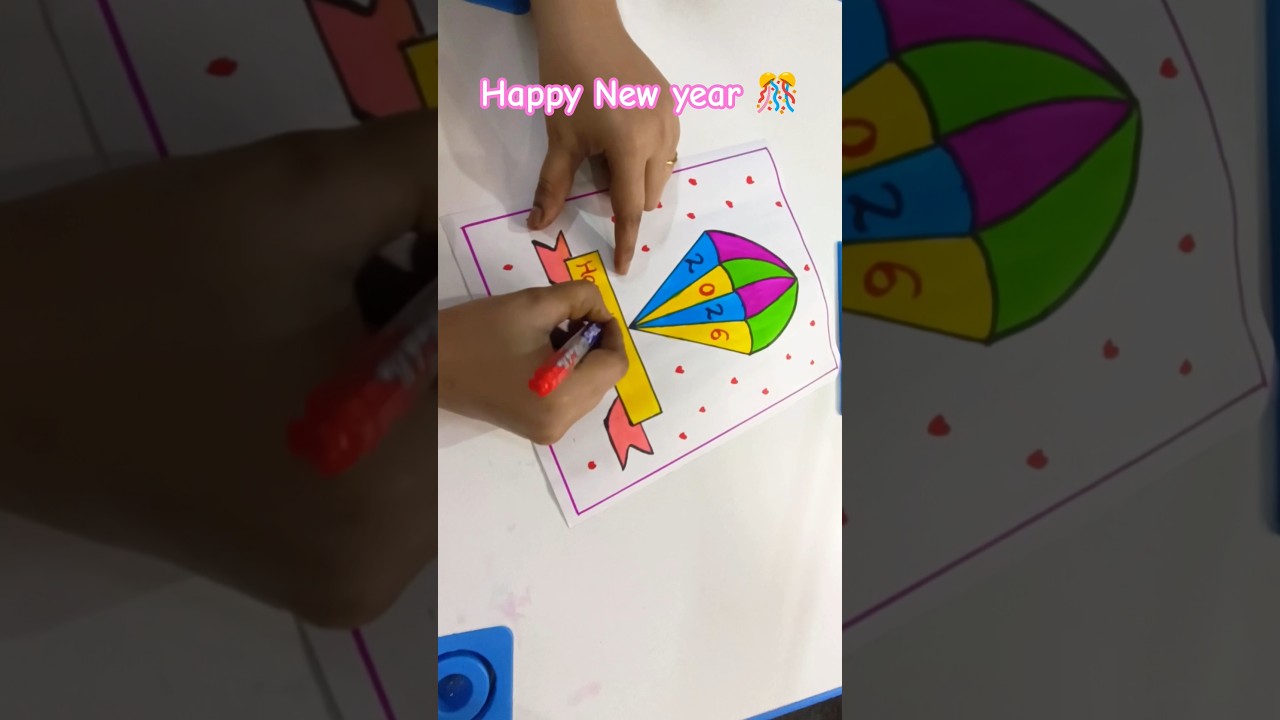 happy new year drawing / happy new year card 