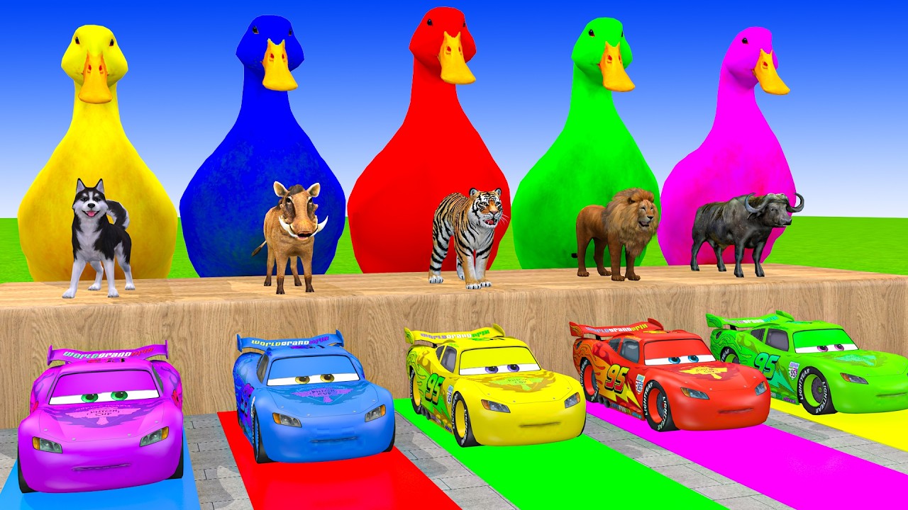 Long Slide Game With Cow Elephant Gorilla Hippopotamus Tiger 3d Animal Game Funny 3d Animals