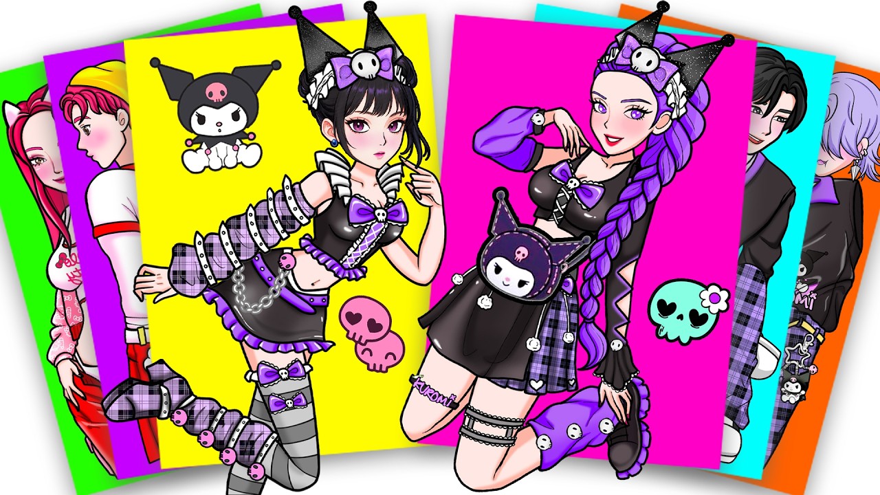 BLACK AND PURPLE Huntrix Rumi Zoey DRESS UP INTO KUROMI - Kpop