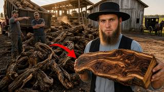 A Sawmill Dumped 180 Twisted Walnut Logs on His Amish Farm - He Saved Every One