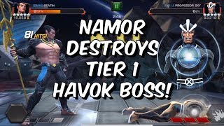 Namor DESTROYS Tier 1 Havok Final Boss - Alliance War Gameplay - Marvel Contest of Champions
