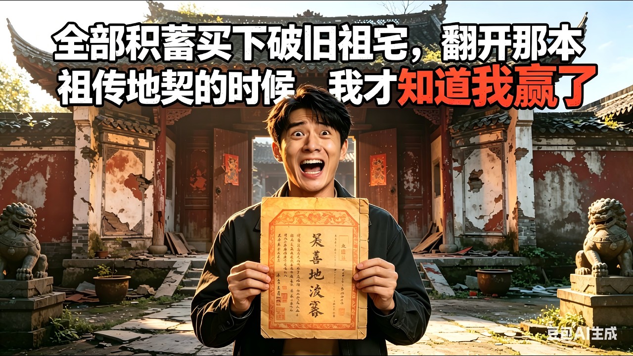 全部積蓄買下破舊祖宅，翻開那本祖傳地契的時候，我才知道我贏了！#短劇  #shortvideo  #drama  #逆袭 #電影