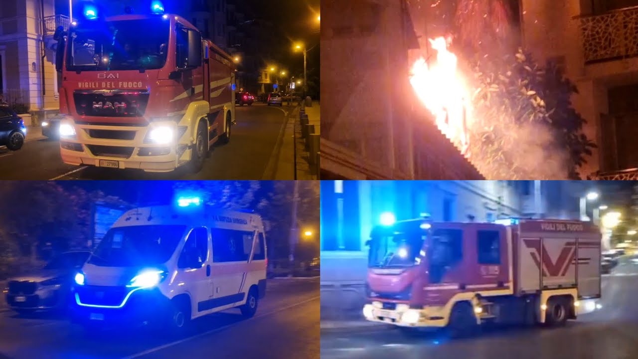 INCENDIO APPARTAMENTO ARRIVO APS+CA/PU+ABP VIGILI DEL FUOCO SANREMO IN SIRENA