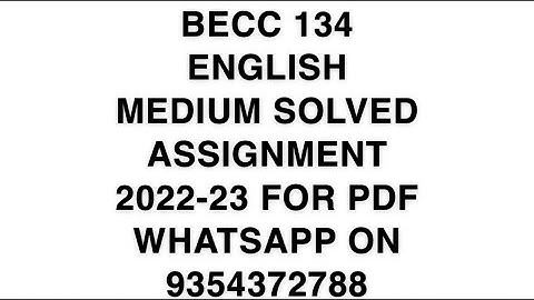BECC 134 ENGLISH MEDIUM SOLVED ASSIGNMENT 2022-23 FOR PDF WHATSAPP ON 9354372788