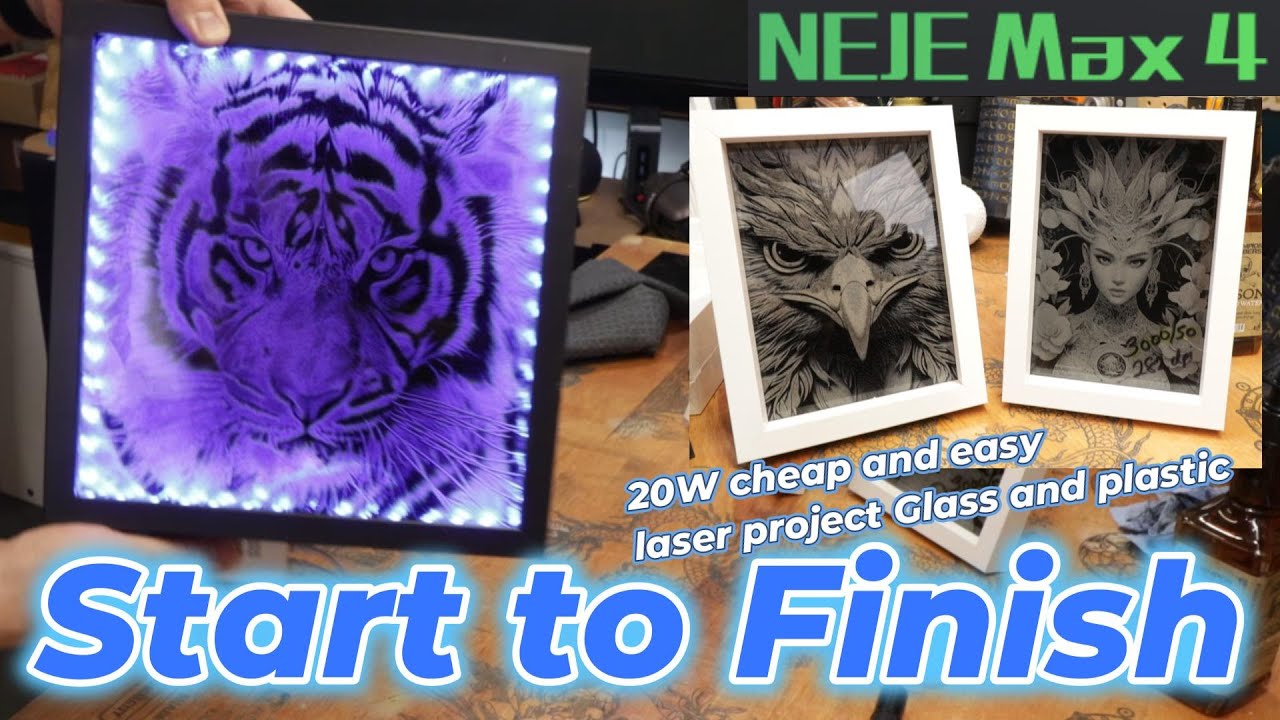 Easy laser engraving project with 20W NEJE MAX 4, Cheap Glass and Plastic photo frame