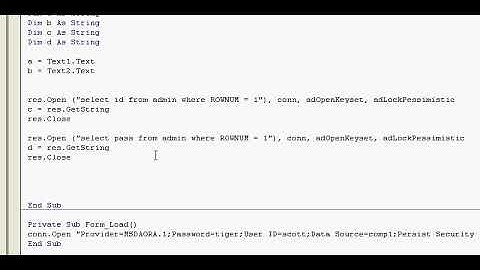 how to login from database in vb6