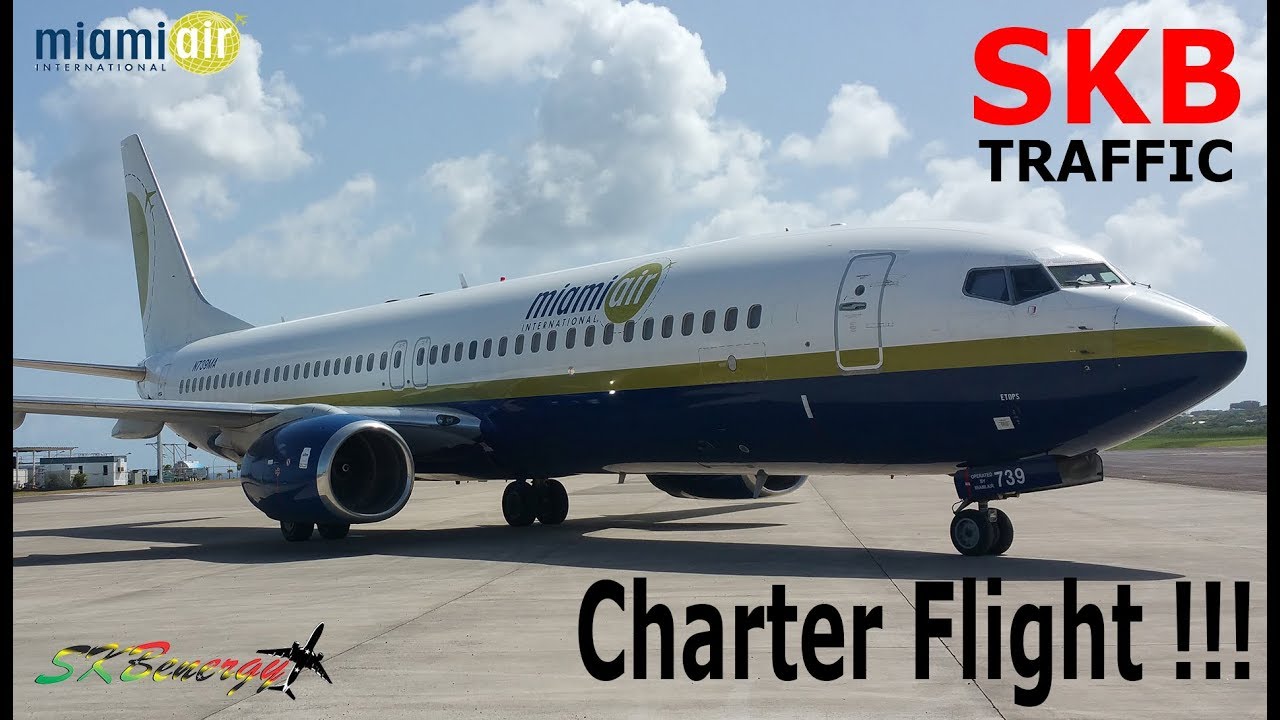 Charter Flight !!! Miami Air 737-800 arrival and departure @ St. Kitts