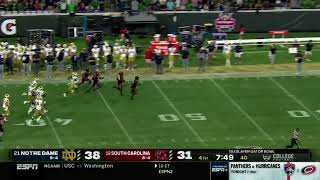 South Carolina’s 100-yard interception return for a touchdown vs Notre Dame