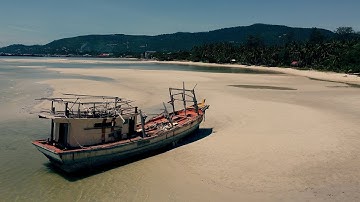 Drone Footage of Shipwreck on Nathon Beach Koh Samui, Thailand