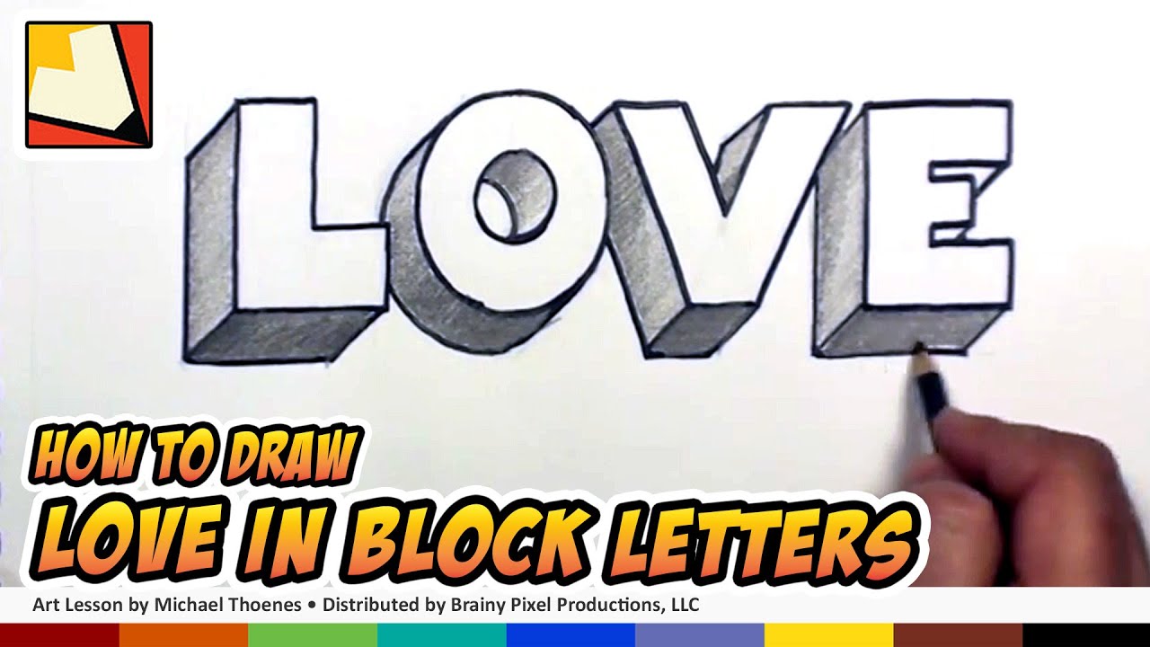 How to Draw Love in 3D Block Letters Graffiti Letters | BP - YouTube