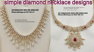 Diamond necklace collection with price||simple diamond jewellery collection