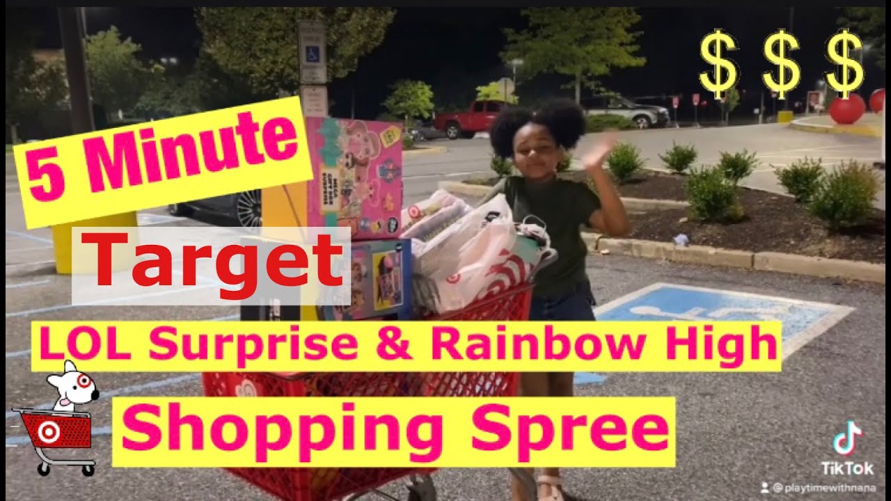 FIVE MINUTES CHALLENGE AT TARGET LOL SURPRISE AND RAINBOW HIGH SHOPPING  SPREE !!!!!!!