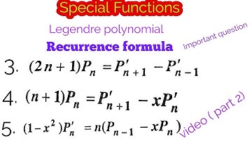 Recurrence formula for legendre equation 3,4&5 solve|Recurrence formula||Legendre recurrence formula