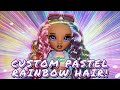 Custom pastel rainbow hair  rainbow high color  create doll rit dye tutorial