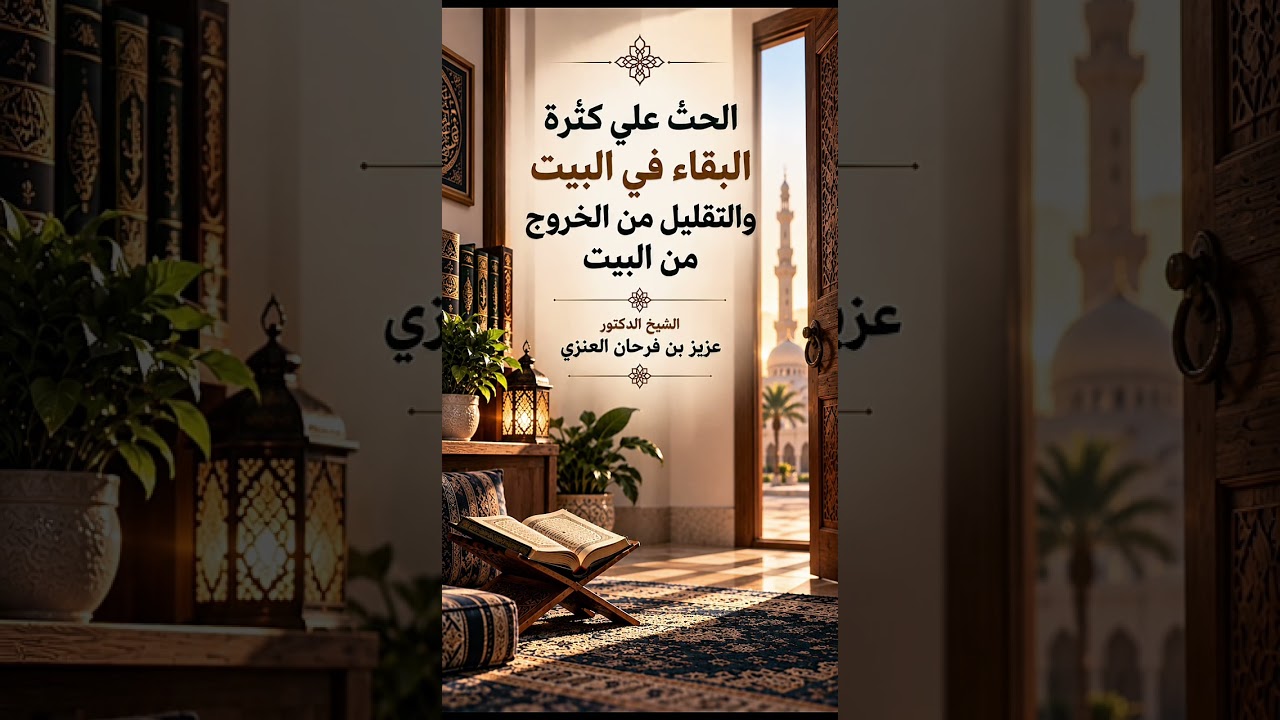 الحث على كثرة البقاء في البيت والتقليل من الخروج من البيت . الشيخ الدكتور عزيز بن فرحان العنزي .