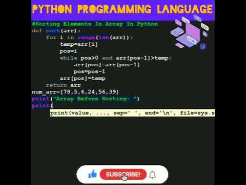 #Python 74 To Sorting Array Element In Python | Python Programming | # ...