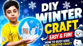 Winter theme project with cotton and ear buds #schoolprojects #kidsactivities #creativejoykids